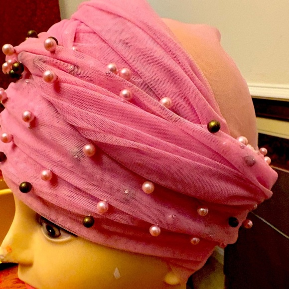 Courage Beaded Caps Chemo Sleep Turban Headwear Scarf Cap (pink) - Picture 3 of 7